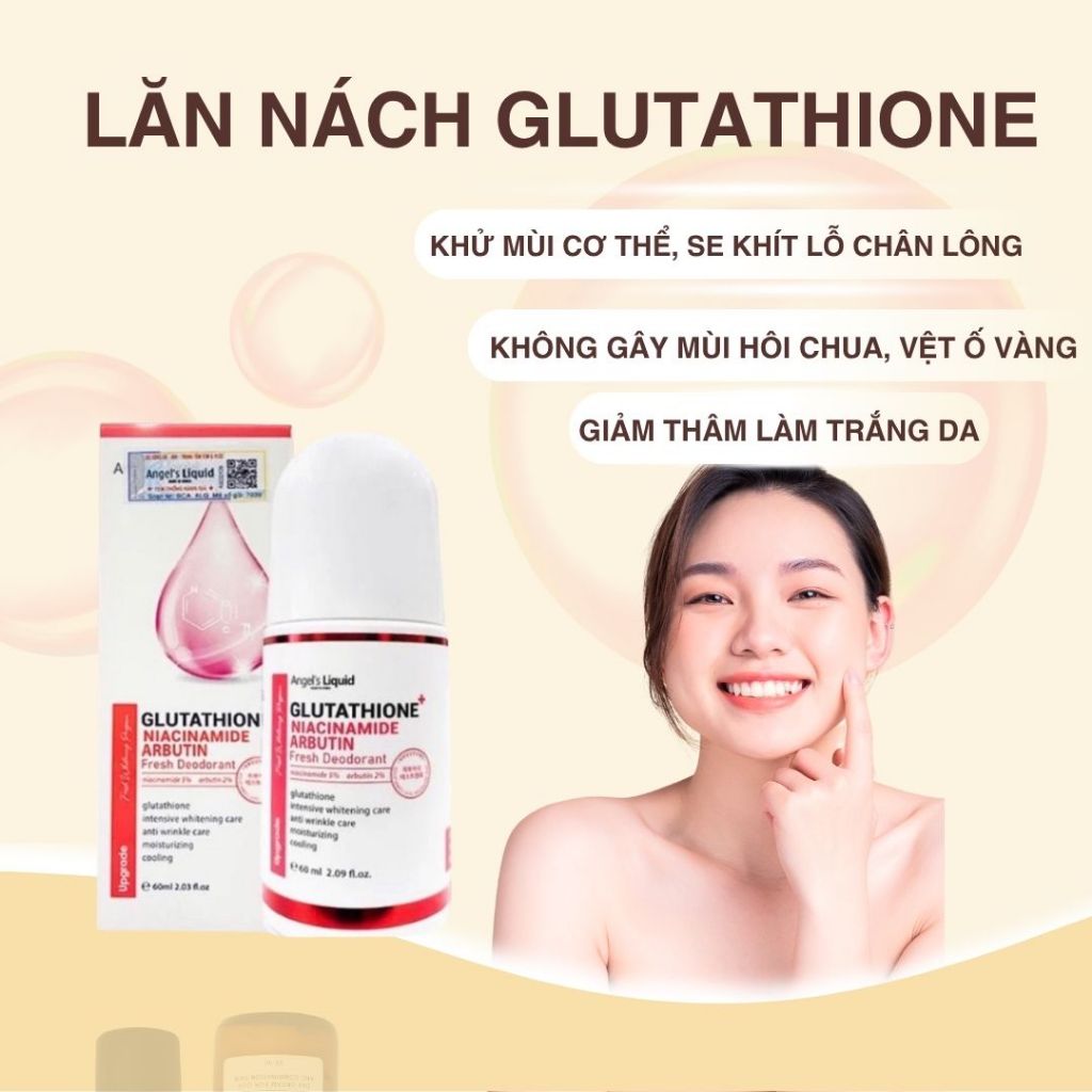 Lăn khử mùi giảm thâm nách, làm trắng da Angel's Liquid Glutathione 60ml