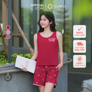 Đồ bộ mặc nhà nữ cotton USA SUNFLY áo sát nách quần sooc ST9297