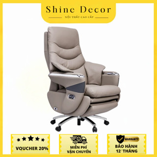 Ghế Chủ Tịch, Ghế Giám Đốc, Ghế Xoay Văn Phòng Ngả Lưng Điện 160 Độ Có Massage, Chất Liệu Da Bò Thật