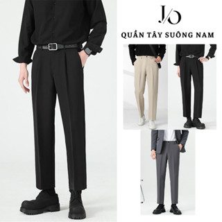 Quần Tây Âu Nam Ống Suông Dáng Đứng Vải Dày Dặn Co Giãn Không Nhăn Quần Âu Nam 3 Màu Đen - Be - Ghi