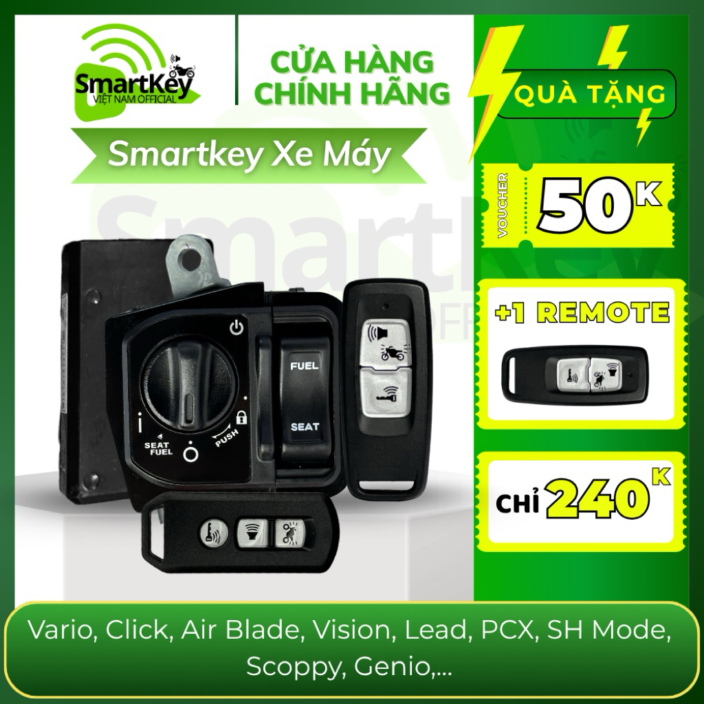 Bộ Khoá Smartkey Vario, Click, Airblade, Winner X, SH Việt, SH Mode, Pcx, Scoopy,Vision chống cướp