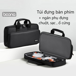 Túi xách tay đựng bàn phím cơ hai ngăn vải dài kháng nước, kèm ngăn phụ đựng chuột sạc laptop ổ cứng Baona / Boona K008