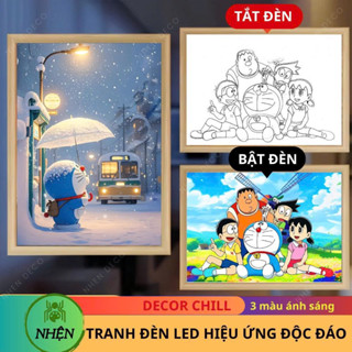 Tranh Đèn Led Doremon để bàn học, bàn làm việc, đèn ngủ, decor phòng ngủ chill