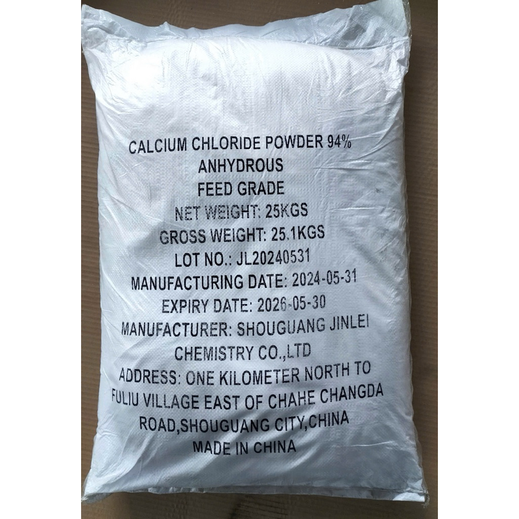 Khoáng Canxi Clorua (CaCl2 94% khan) cung cấp canxi cho vật nuôi, bột hút ẩm công nghiệp.