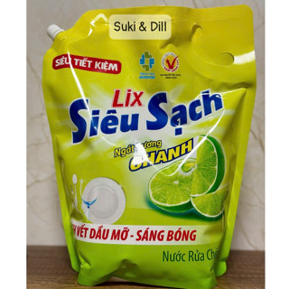 NƯỚC RỬA CHÉN LIX SIÊU SẠCH - TÚI 3.2KG - SẠCH DẦU MỠ, TIẾT KIỆM, MỀM DA TAY - HƯƠNG CHANH