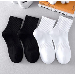 COMBO 10 ĐÔI Tất vớ BASIC Trơn Trắng Đen CỔ TRUNG nam nữ cotton,thể thao,co dãn bốn chiều phong cách Hàn Quốc Unisex