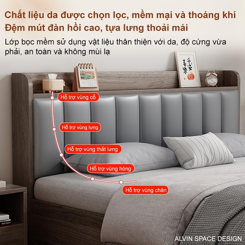 Giường ngủ gỗ hiện đại Tự Nhiên Cao Cấp  Ngăn Chứa Tiện Lợi Chắc Chắn Và Sang Trọng | BigBuy360 - bigbuy360.vn