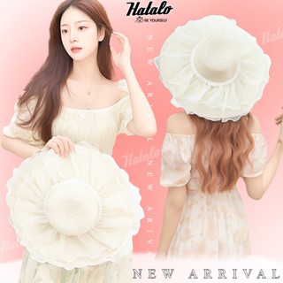 Mũ cói đi biển du lịch nữ vành rộng chống nắng viền vải voa hạt cườm xinh xắn bánh bèo