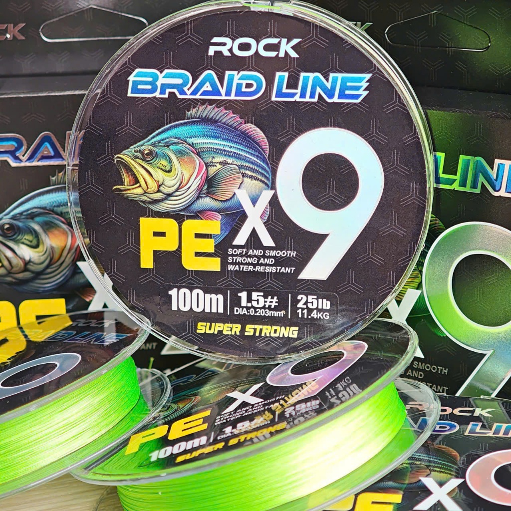 Dây câu lure, dây PE ROCK X9 100 mét chuyên lure cá Lóc, Chẻm size chuẩn