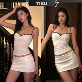 Áo Hai Dây Viền Ren Cúp Ngực Đính Nơ TIBU Áo Thức Kiểu Nữ Tôn Dáng Đi Chơi Dạo Phố Đi Biển A508