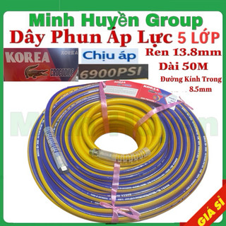  Dây xịt rửa xe phun thuốc trừ sâu cá sấu 5 Lớp cao cấp áp lực cao 8.5MM X 50M bảo hành 12 tháng Dây KOREA 