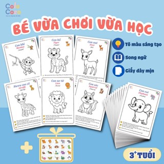  Tranh Tập Tô Màu Con Vật Cho Bé Trai Gái Kèm Sticker Chủ Đề Động Vật Hoang Dã Đồ Chơi Giấy Trí Tuệ Bé 3-10 Tuổi TMđvhd 