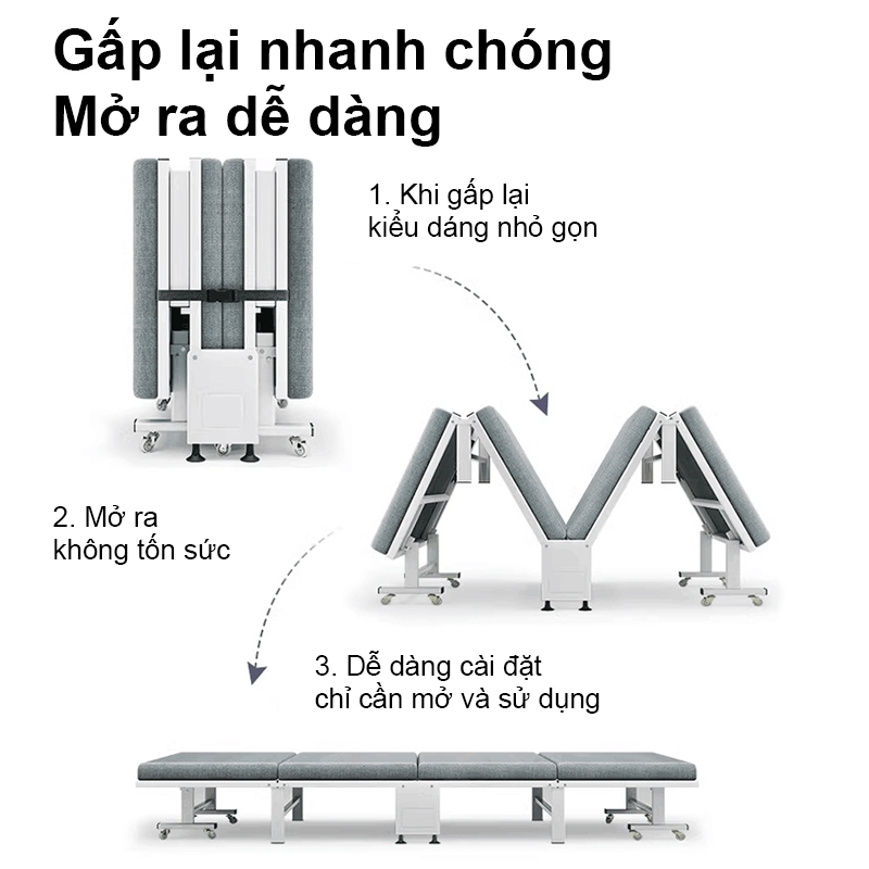 XUXU🔥Giường gấp gọn có thể di chuyển được  khung thép chắc chắn bền bỉ  đệm êm ái thoải mái | BigBuy360 - bigbuy360.vn