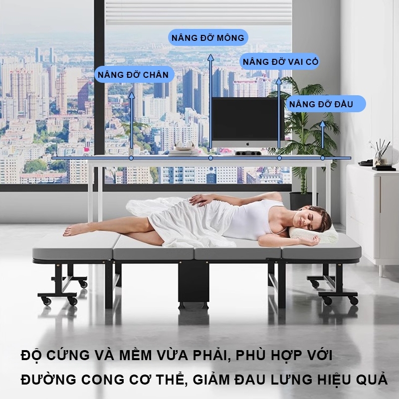 XUXU🔥Giường gấp gọn có thể di chuyển được  khung thép chắc chắn bền bỉ  đệm êm ái thoải mái | BigBuy360 - bigbuy360.vn