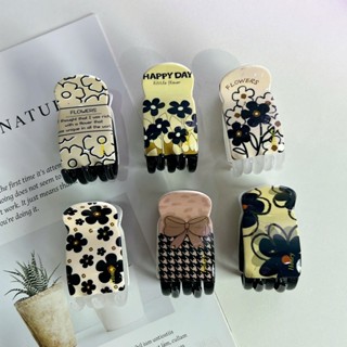 Kẹp Tóc Càng Cua Họa Tiết Hoa Vintage Thanh Lịch, Nhựa Dày Bền Đẹp, Giữ Tóc Chắc Gọn, Phụ Kiện Tóc Thời Trang