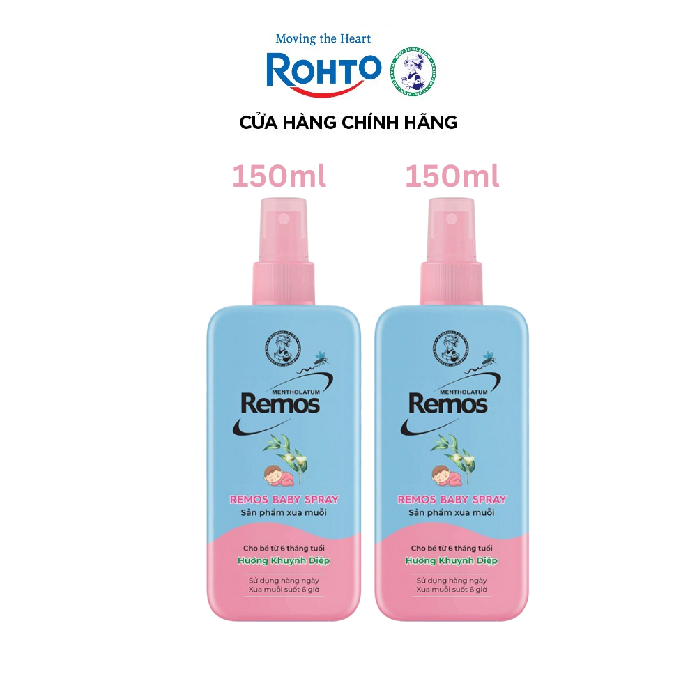 [VB] Combo 2 Xịt chống muỗi cho bé từ 6 tháng tuổi hương khuynh diệp Rohto Mentholatum Remos (150ml x 2) 