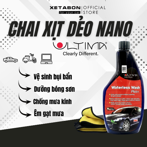 Chai Xịt Nano Dẻo Ultima [650ml/200ml] Vệ sinh + Phủ bóng, Chống bám nước kính xe ô tô