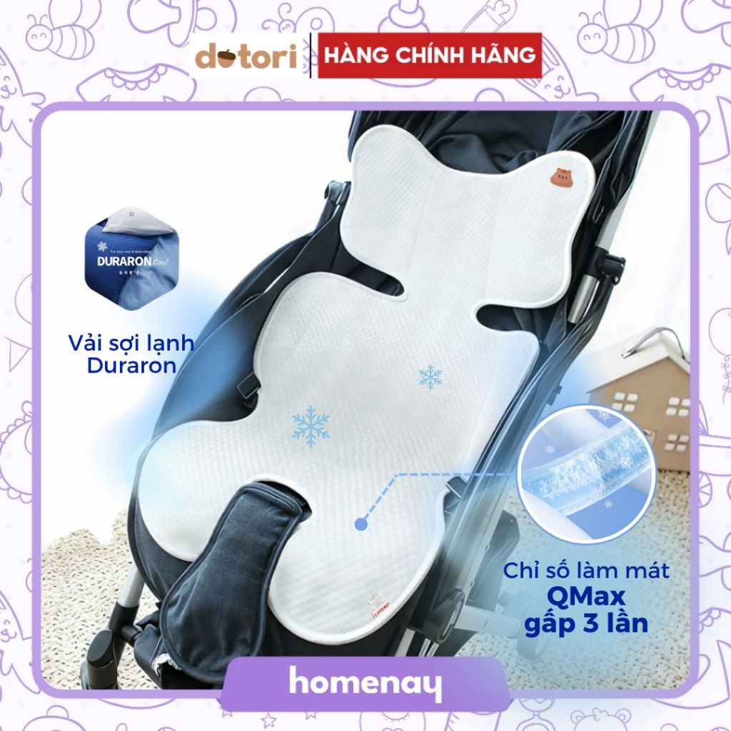 [ĐỘC QUYỀN] Tấm lót xe đẩy điều hòa làm mát đa năng cho bé Dotori Sợi lạnh Duraron Hàn Quốc