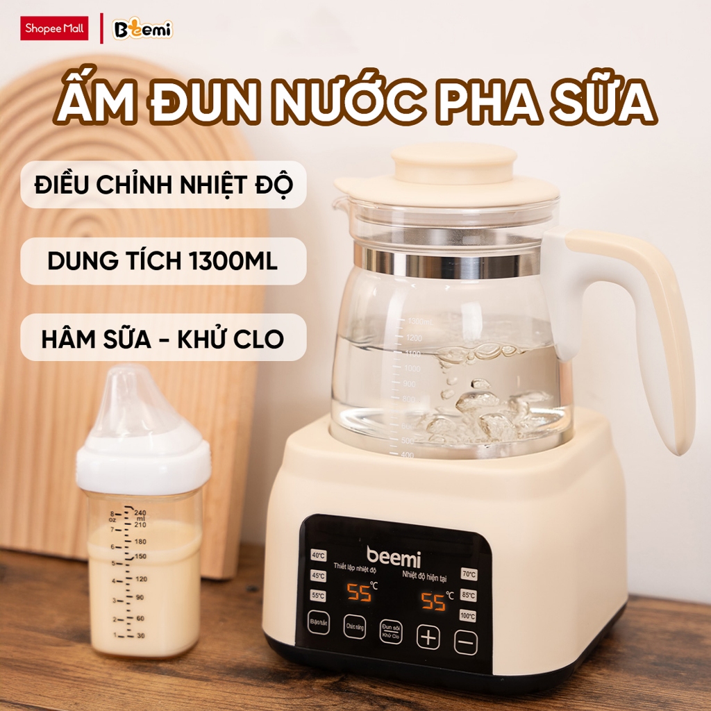 Ấm Đun Nước Giữ Nhiệt Khử Clo Beemi Máy Hâm Sữa, Tiệt Trùng Bình Sữa Cho Mẹ Và Bé (01)