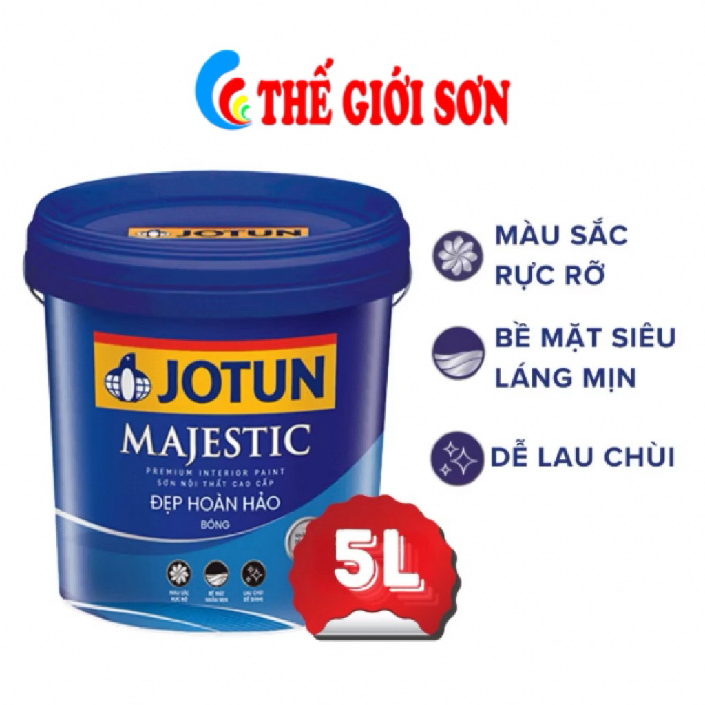 5L - Majetic Đẹp Hoàn Hảo Sơn nội thất bóng cao cấp Jotun 5L