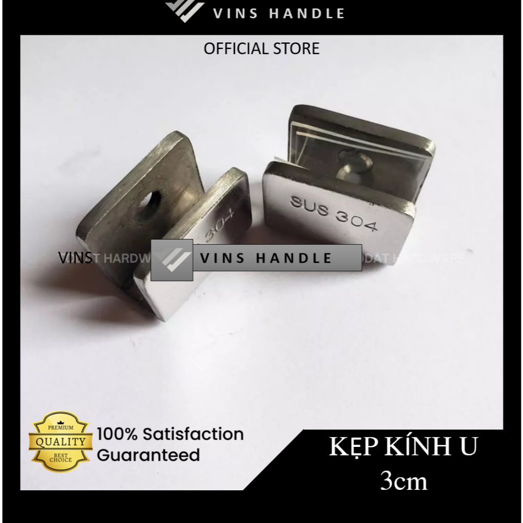 (Bát U3F) KẸP KÍNH U 3cm không khoan kính inox 304 hàng dày (giá 1 cái)