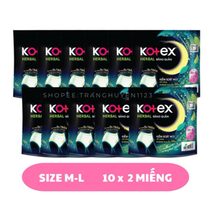  COMBO 10 GÓI BĂNG VỆ SINH KOTEX DẠNG QUẦN HERBAL 2 MIẾNG 