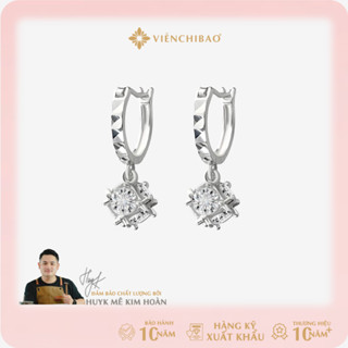  Bông tai bạc nữ bong tai bạc nữ quả cầu lấp lánh móc tròn chất liệu bạc 925 - Viễn Chí Bảo B400003 