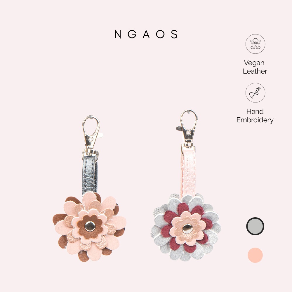 [Màu Ngẫu Nhiên] Flower Charm - NGAOS - Vegan Leather - Móc Khóa Treo Trang Trí Túi Xách