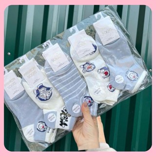 Set 5 đôi tất vớ cổ ngắn nam nữ tone xanh dương cotton kháng khuẩn thấm hút mồ hôi tốt  MOHALI SVN004