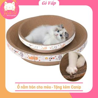 Bàn Cào Móng Cho Mèo Tặng Kèm Canip Size Lớn . Bàn Cào  ổ nằm tròn cho mèo - Hello Cat HCM
