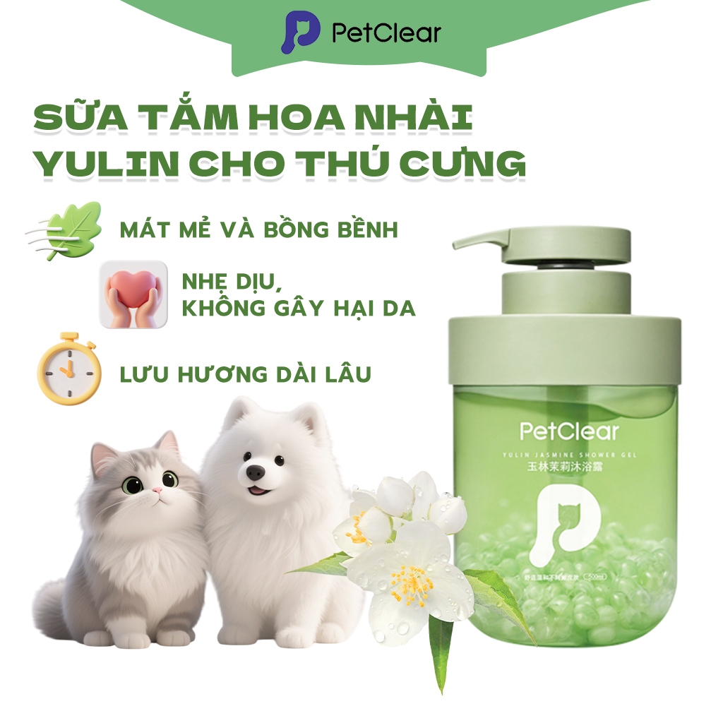 Sữa tắm Petclear cho chó mèo, làm sạch nhẹ, dưỡng lông mềm, khử dầu thừa, không hại da, hương thơm lâu