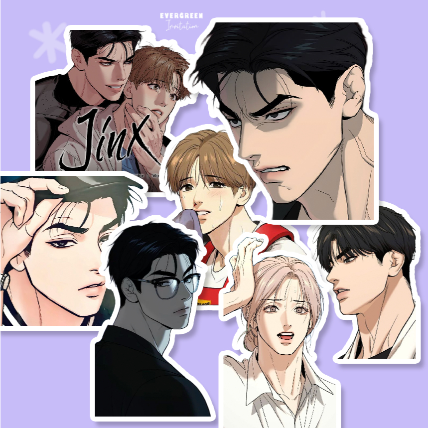 Set 50-100 sticker bóc dán Boylove Hình Dán BL anime manga Jinx - Hình dán trang trí Kích thước 3-7c