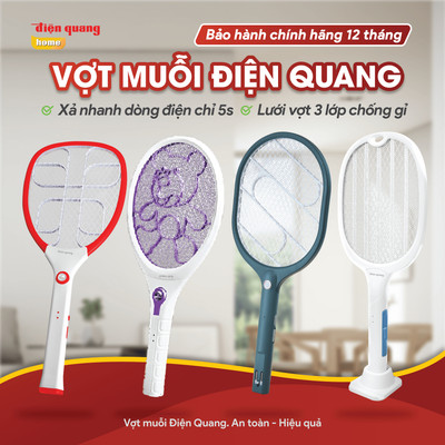 [HOẢ TỐC] Vợt Muỗi Điện Quang Có Đèn Trên Thân, Xả Nhanh Dòng Điện Trong 5s Lưới Vợt 3 Lớp - Bảo Hành 12 Tháng