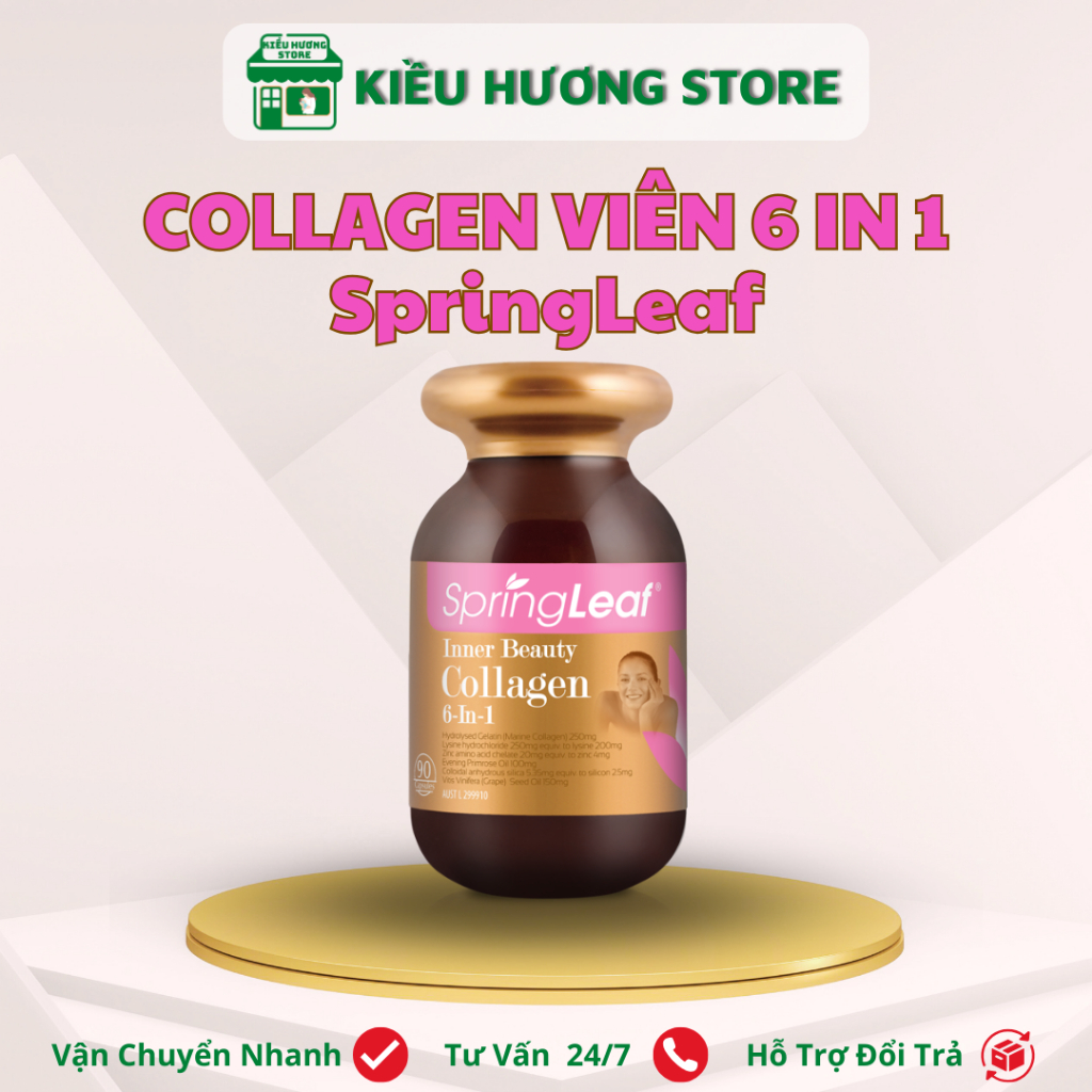 Viên Collagen 6 trong 1 của Úc - Springleaf Inner Beauty Collagen 6 In 1 (90 Viên - 180 Viên)