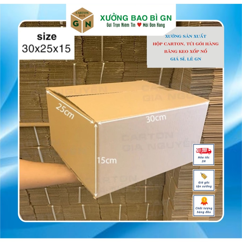 COMBO 50 HỘP CARTON ĐÓNG GÓI HÀNG, KÍCH THƯỚC 30x25x15. GIÁ XƯỞNG