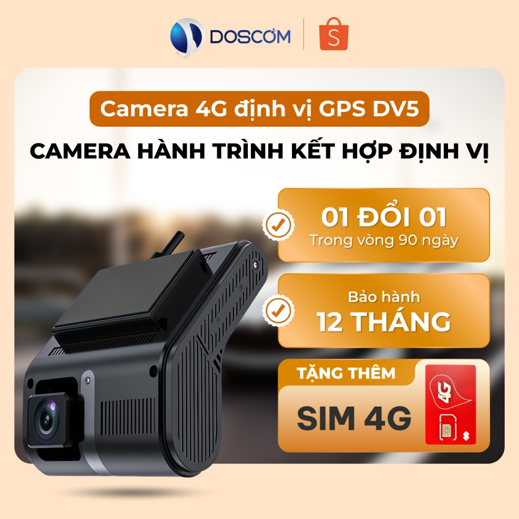 Camera Hành Trình 2 Mắt Doscom DV-5 Tích Hợp Định Vị GPS - Sử Dụng Sóng 4G