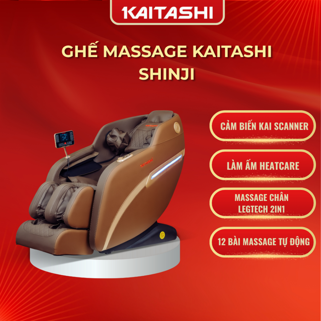[TẶNG MÁY MASSAGE CỔ VAI GÁY] GHẾ MASSAGE KAITASHI SHINJI - KHOẢN ĐẦU TƯ NHỎ SỨC KHỎE DÀI LÂU
