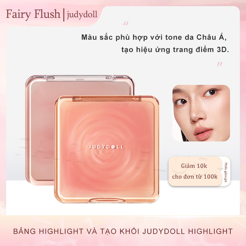 JUDYDOLL Bảng Tạo Khối 2in1 – 4 Ô Highlight & Contour, Mịn Lì, Lên Màu Chuẩn, 9g