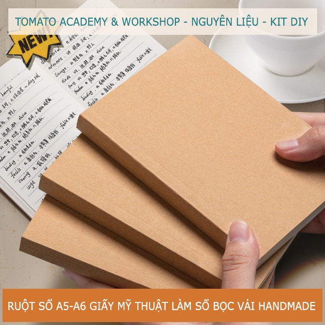 [⚡Freeship] Ruột Sổ A5 Bìa Kraft Giấy Mỹ Thuật Trơn 128 Tờ🌷Làm Sổ Bọc Vải Handmade🌷TOMATO ACADEMY & 