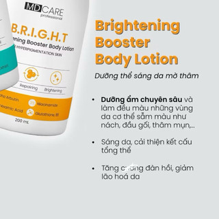 Sữa Dưỡng Thể Sáng Da Mờ Thâm 4% Alpha Arbutin-3% Niacinamide MD CARE Brightening Booster Body Lotion 200ml