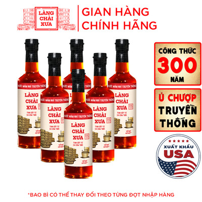 [TẶNG nước tương 125ml] Thùng 6 Chai Nước mắm nhỉ nhãn đỏ 30N Làng Chài Xưa 500ml gu ông bà xưa