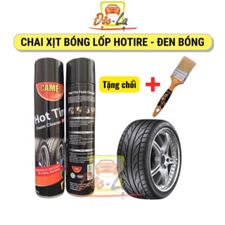 Combo 2 Chai Tặng kèm Chổi  Chai xịt bóng vỏ, làm đen lốp xe và phục hồi nhựa nhám CAMEL HOTTIRE