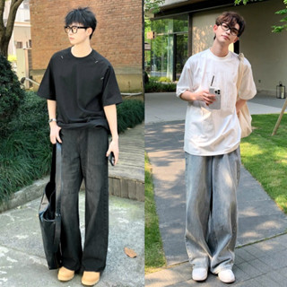 WIDE STRAIGHT Quần jean nam ống rộng, ống suông new 2025, xám smoke, jean baggy, quần ống rộng nam light smoke