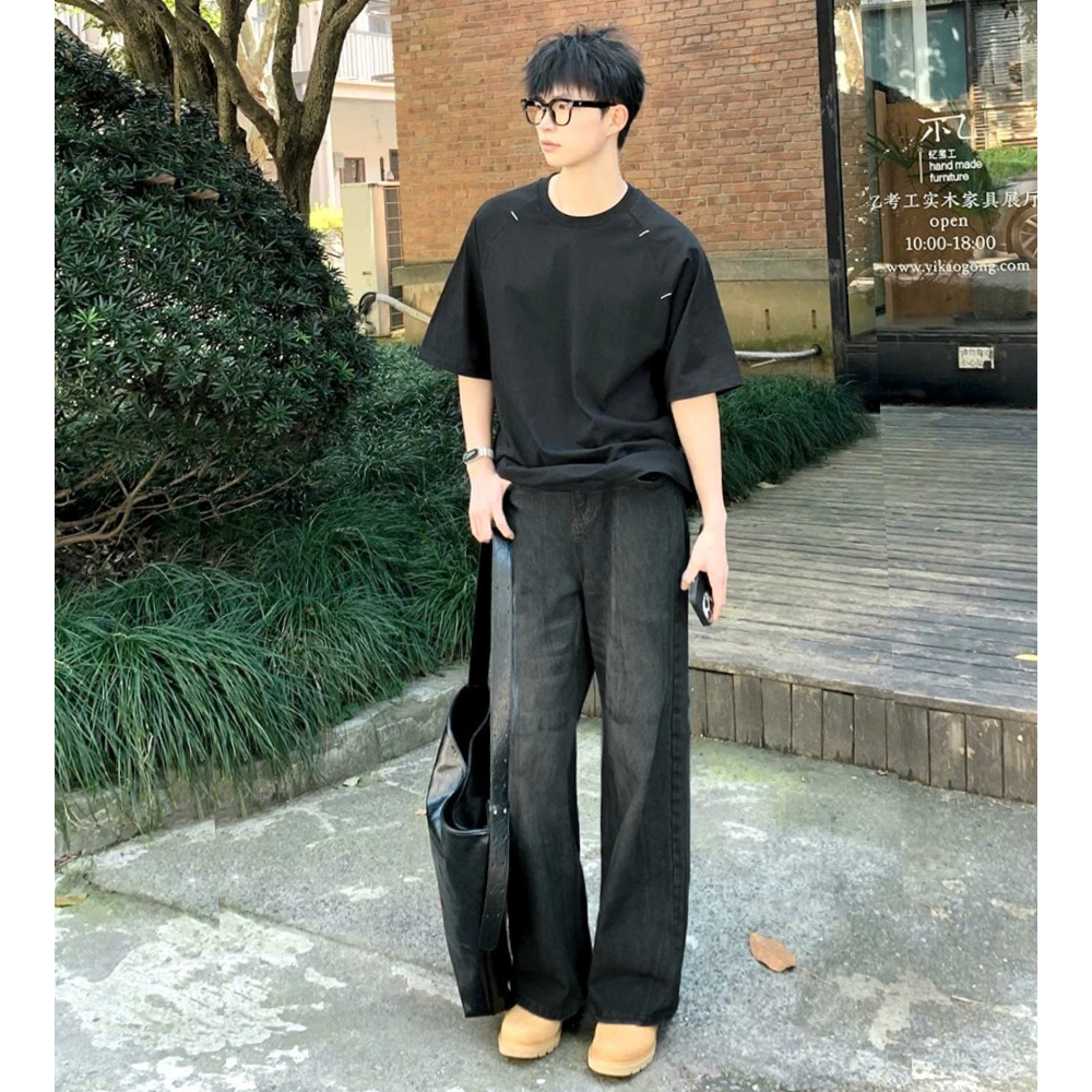 WIDE STRAIGHT Quần jean nam ống rộng, ống suông new 2025, xám smoke, jean baggy, quần ống rộng nam light smoke | BigBuy360 - bigbuy360.vn