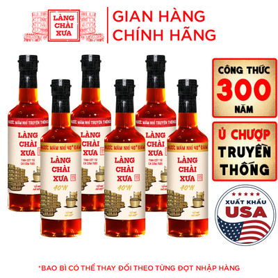 [Tặng Nước tương 125ml] Thùng 6 chai 3 ĐỎ 3 VÀNG Nước mắm nhỉ Làng Chài Xưa chai thuỷ tinh 500ml