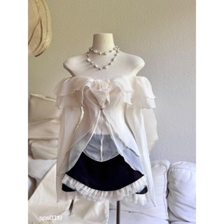 Set 2 chi tiết áo tơ bèo trễ vai mix chân váy bèo LISASTORE chất liệ tơ mềm cao cấp mix chéo ý mềm