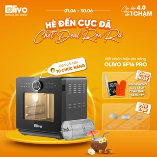 Nồi chiên hơi nước OLIVO SF16 PRO - Nồi chiên hấp 70 chương trình cài sẵn, 16L - 2800W, có trục xiên quay, lồng quay