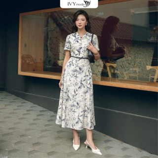 Wild IVY Dress - Đầm xòe họa tiết, Đầm công sở dạo phố nữ IVY moda MS 48B0138