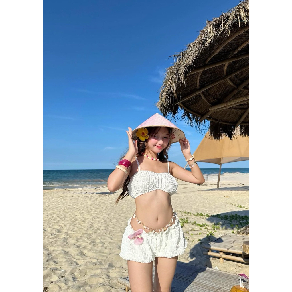 Set Đồ Đi Biển TWENTI Gồm Short Bí Tầng Ren và Áo Bra | BigBuy360 - bigbuy360.vn