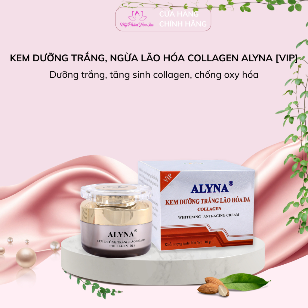 Kem Dưỡng trắng, Ngừa lão hóa da Collagen Alyna